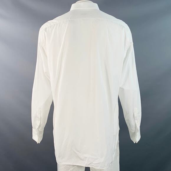 BRIONI Size L White Cotton French Cuff Tuxedo Long Sleeve Shirt - Picture 3 of 7